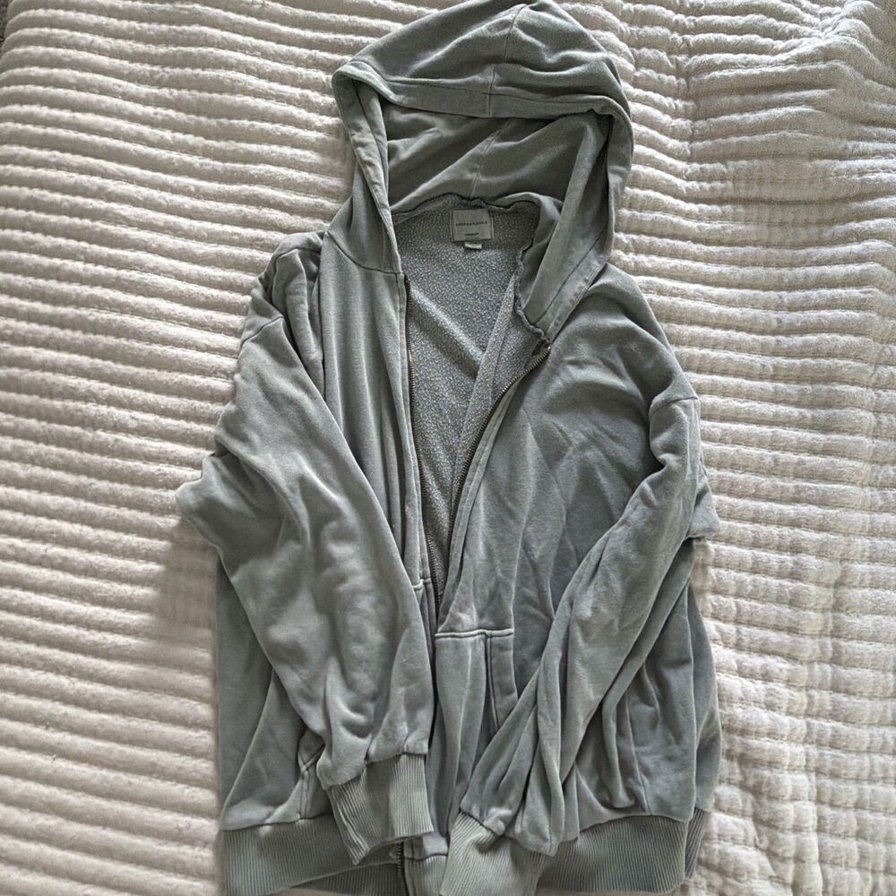 American Eagle Sage Zip Up Hoodie Women’s Size S, No Hood Strings